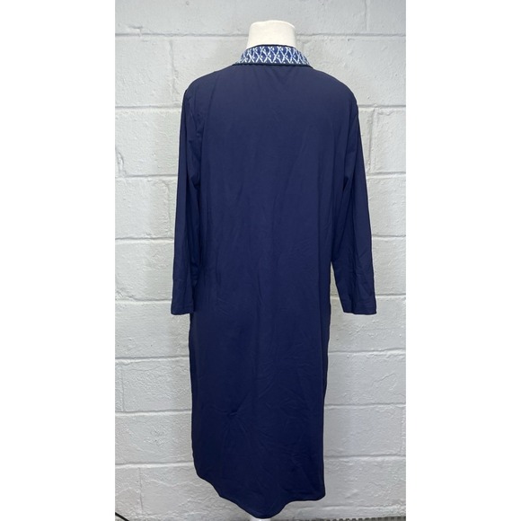 J McLaughlin Carmine Dress Large Catalina Cloth Navy Nautical Split Neck Resort - Picture 5 of 9